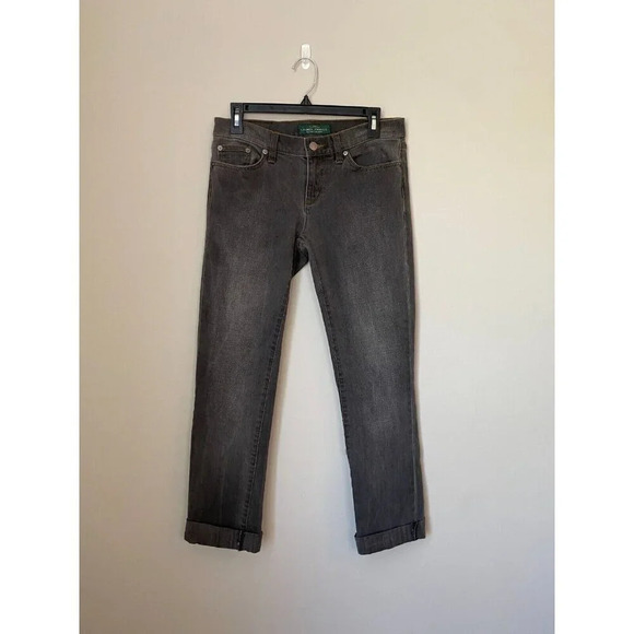 Lauren Ralph Lauren Womens Sz 4 Modern Straight Low Rise Cuffed Denim Gray Jeans - Picture 3 of 16